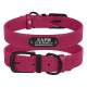 Ошейник для собак кожаный BronzeDog Premium с металлической фурнитурой, Розовый 2XS 18-21 см