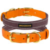 Ошейник для собак Bronzedog Сotton рефлекторный х/б+кожа с ременной пряжкой Черри S 24-33 см