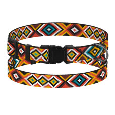 Ошейник для собак мелких пород BronzeDog Urban гуцульский нейлоновый с пластиковой пряжкой Коричневый XS 18-28 см