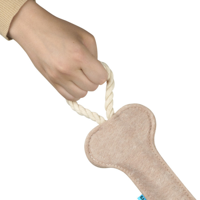 Іграшка для собак Barksi Кісточка з канатом Бежевий, S 35 х 15 x 7,5