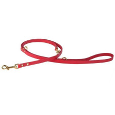 Поводок-перестежка для собак BronzeDog Premium с литой латунной фурнитурой 122-183 см, Красный 