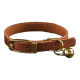 Ошейник для Кошек BronzeDog Crazy кожаный с золотым колокольчиком Коньяк S 24-28 см  