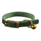 Ошейник для Кошек BronzeDog Crazy кожаный с золотым колокольчиком Зеленый S 24-28 см  