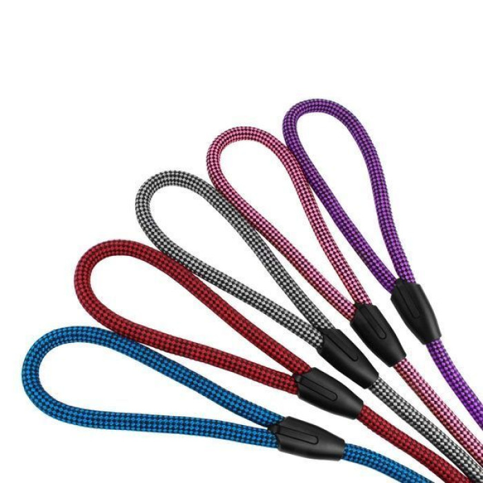 Поводок-удавка Bronzedog Active из альпинистского шнура Черно-Розовый 183 см, M