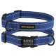 Ошейник для собак Bronzedog Сotton рефлекторный х/б брезент c металлической пряжкой, Синий M 30-40 см