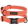 Ошейник для собак Bronzedog Сotton рефлекторный х/б брезент c металлической пряжкой, Оранжевый M 30-40 см