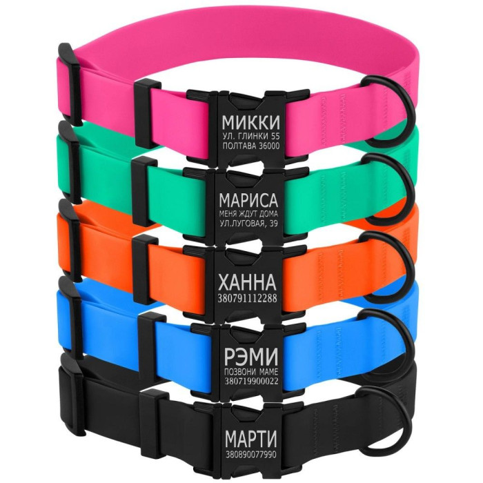 Нашийник для собак Surf водовідштовхувальний із захисним полімерним покриттям та металевою пряжкою Рожевий L 35-45 см