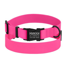 Ошейник для собак BronzeDog Surf водоотталкивающий с защитным полимерным покрытием и металлической пряжкой Розовый L 35-45 см