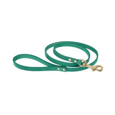 Классический поводок для собак Кожаный BronzeDog Premium с литой латунной фурнитурой 122 см, Бирюзовый S 1 см