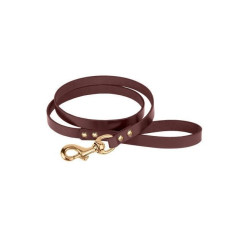 Классический поводок для собак Кожаный BronzeDog Premium с литой латунной фурнитурой 122 см, Коричневый S 1 см