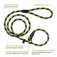 Поводок-удавка для собак Bronzedog Active из шнура светоотражающий, черно-зеленый, S - 183 см / 0,7 см