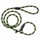 Поводок-удавка для собак Bronzedog Active из шнура светоотражающий, черно-зеленый, S - 183 см / 0,7 см