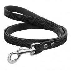 Поводок для Собак Кожаный BronzeDog Classic с тиснением Черный 2XS 122см, 1см