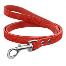 Поводок для Собак Кожаный BronzeDog Classic с тиснением Красный S 122см, 1,7см