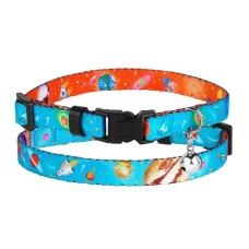 Нашийник для Котів Urban Cosmos Нейлоновий з Пластиковою Пряжкою та Дзвіночком Блакитний XS 1 см 18-28 см