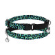Безопасный ошейник для котов BronzeDog Urban на резинке с колокольчиком, бирюзовый леопард 