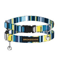Ошейник для Кошек BronzeDog Urban West Нейлоновый с Пластиковой Пряжкой и Колокольчиком Синий XS 1 см 18-28 см 