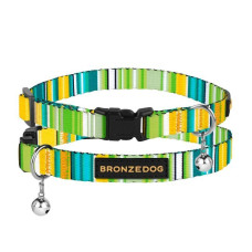 Ошейник для Кошек BronzeDog Urban West Нейлоновый с Пластиковой Пряжкой и Колокольчиком Салатовый XS 1 см 18-28 см 