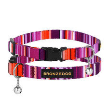 Ошейник для Кошек BronzeDog Urban West Нейлоновый с Пластиковой Пряжкой и Колокольчиком Фиолетовый XS 1 см 18-28 см 