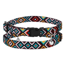 Ошейник для котов BronzeDog Urban с колокольчиком, принт Гуцульский, Ментол 