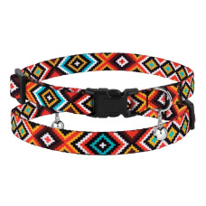 Ошейник для котов BronzeDog Urban с колокольчиком, принт Гуцульский, Оранжевый 