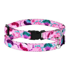 Ошейник для котов BronzeDog Urban с колокольчиком, принт Цветы, Розовый 