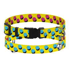 Ошейник для кошек BronzeDog Urban Art нейлоновый с пластиковой пряжкой и колокольчиком Поп Арт, XS 18-28 см