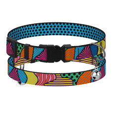 Ошейник для кошек BronzeDog Urban Art нейлоновый с пластиковой пряжкой и колокольчиком Поли, XS 18-28 см