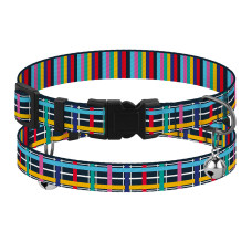 Ошейник для кошек BronzeDog Urban Art нейлоновый с пластиковой пряжкой и колокольчиком Клеточка, XS 18-28 см