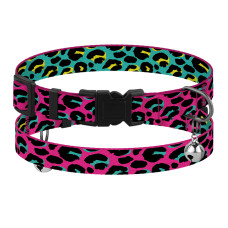 Ошейник для кошек BronzeDog Urban Art нейлоновый с пластиковой пряжкой и колокольчиком Леопард, XS 18-28 см
