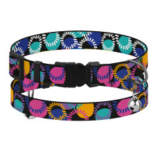 Ошейник для кошек BronzeDog Urban Art нейлоновый с пластиковой пряжкой и колокольчиком Диско, XS 18-28 см