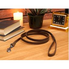 Поводок для собак кожаный BronzeDog Crazy хром Темно-коричневый S 153 см 12 мм