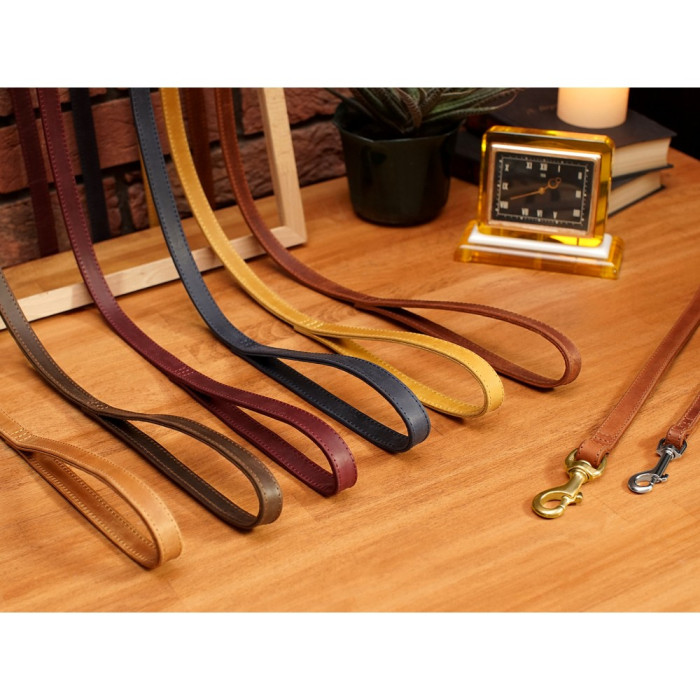 Повідець для собак шкіряний Crazy хром Темно-Синій M  153 см 28 мм