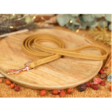 Поводок для собак BronzeDog Crazy кожаный розовое золото Горчица, S: 153 см, 12 мм