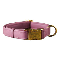 Ошейник для собак кожаный BronzeDog двойной Сиреневый S 25-35 см 