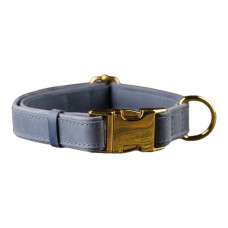 Нашийник для собак шкіряний подвійний Блакитний S 25-35 см