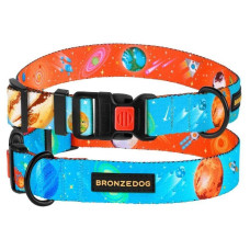 Ошейник для cобак BronzeDog Urban Cosmos нейлоновый c пластиковой пряжкой, Голубой S 25-33 см