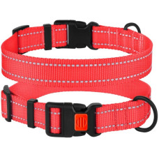 Нейлоновий нашийник для собак Active зі світловідбиттям, кораловий L
