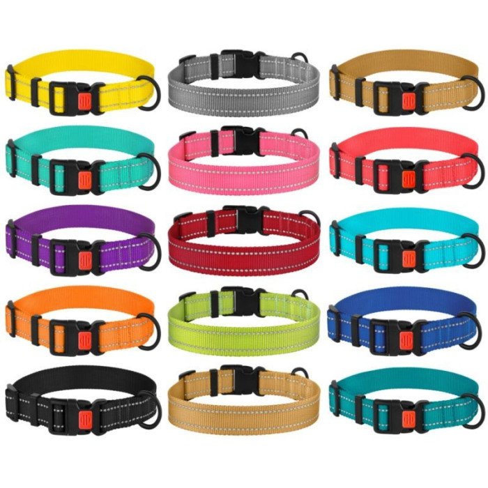 Нейлоновый ошейник для собак Active со светоотражением, золотистый S 25-33 см 