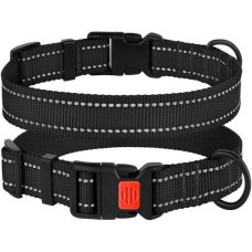 Нейлоновый ошейник для собак Active со светоотражением, черный S 25-33 см