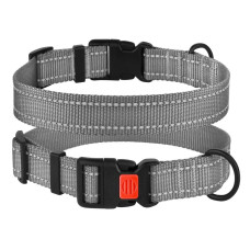 Нейлоновый ошейник для собак Active со светоотражением, серый S 25-33 см