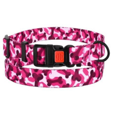 Нейлоновый ошейник для собак BronzeDog Urban Camo КОСТОЧКА розовый с пластиковой пряжкой S 25-33 см