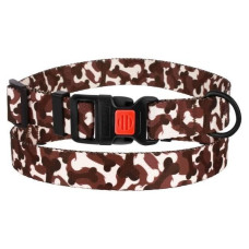 Нейлоновый ошейник для собак BronzeDog Urban Camo КОСТОЧКА коричневый с пластиковой пряжкой S 25-33 см