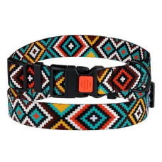 Нашийник для собак нейлоновий Urban з пластиковою пряжкою, принт Гуцульський, Ментол S 25-33 см