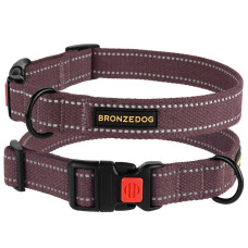 Ошейник для Собак Bronzedog Сotton Рефлекторный х/б Брезент Черри S 25-33 см