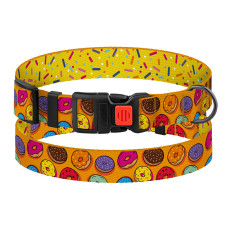 Ошейник для собак BronzeDog Urban Fruits нейлоновый с пластиковой пряжкой Пончики, S 25-33 см