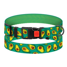 Ошейник для собак BronzeDog Urban Fruits нейлоновый с пластиковой пряжкой Авокадо, S 25-33 см