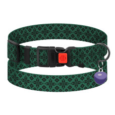 Нашийник для собак Urban Нейлоновий з QR-адресником Вишиванка Зелена S 25-33 см