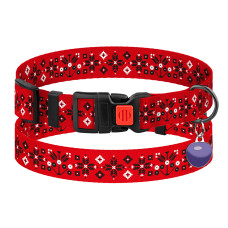 Ошейник для собак Barksi Urban Нейлоновый с QR-адресником Вишиванка Красная S 25-33 см