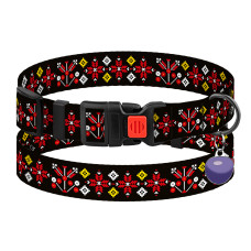 Нашийник для собак Urban Нейлоновий з QR-адресником Вишиванка Чорна S 25-33 см